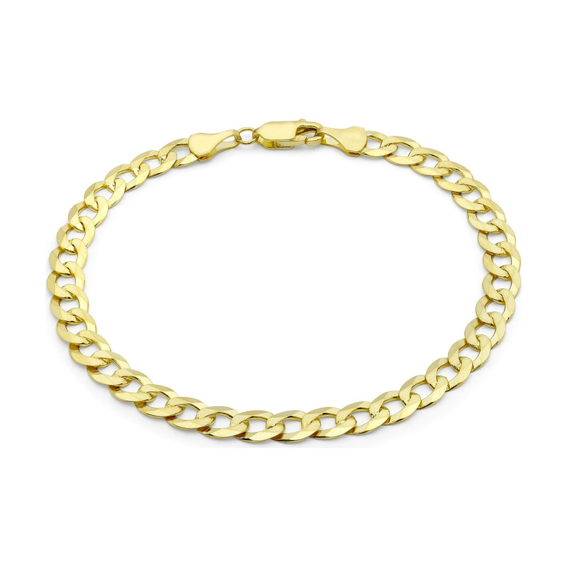 9ct Yellow Gold Diamond Cut Flat Curb Bracelet — 5.7mm