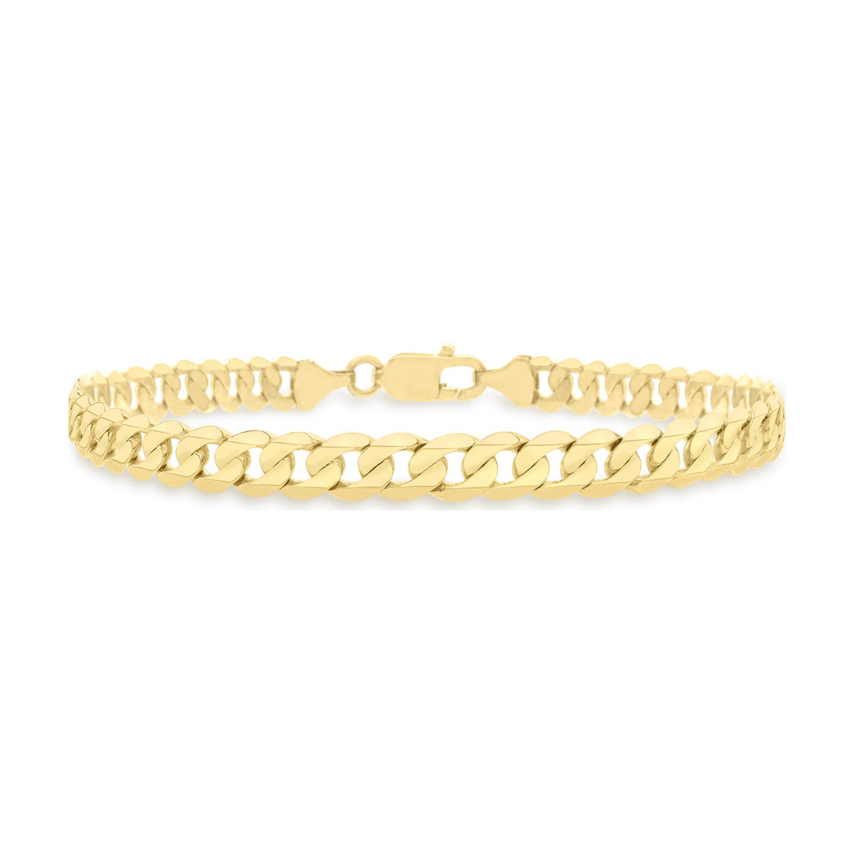 9ct Yellow Gold Diamond Cut Flat Curb Bracelet — 6mm