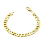 9ct Yellow Gold Diamond Cut Flat Curb Bracelet — 7mm