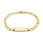 9ct Yellow Gold Diamond Cut Flat Curb ID Bracelet — 6.4mm
