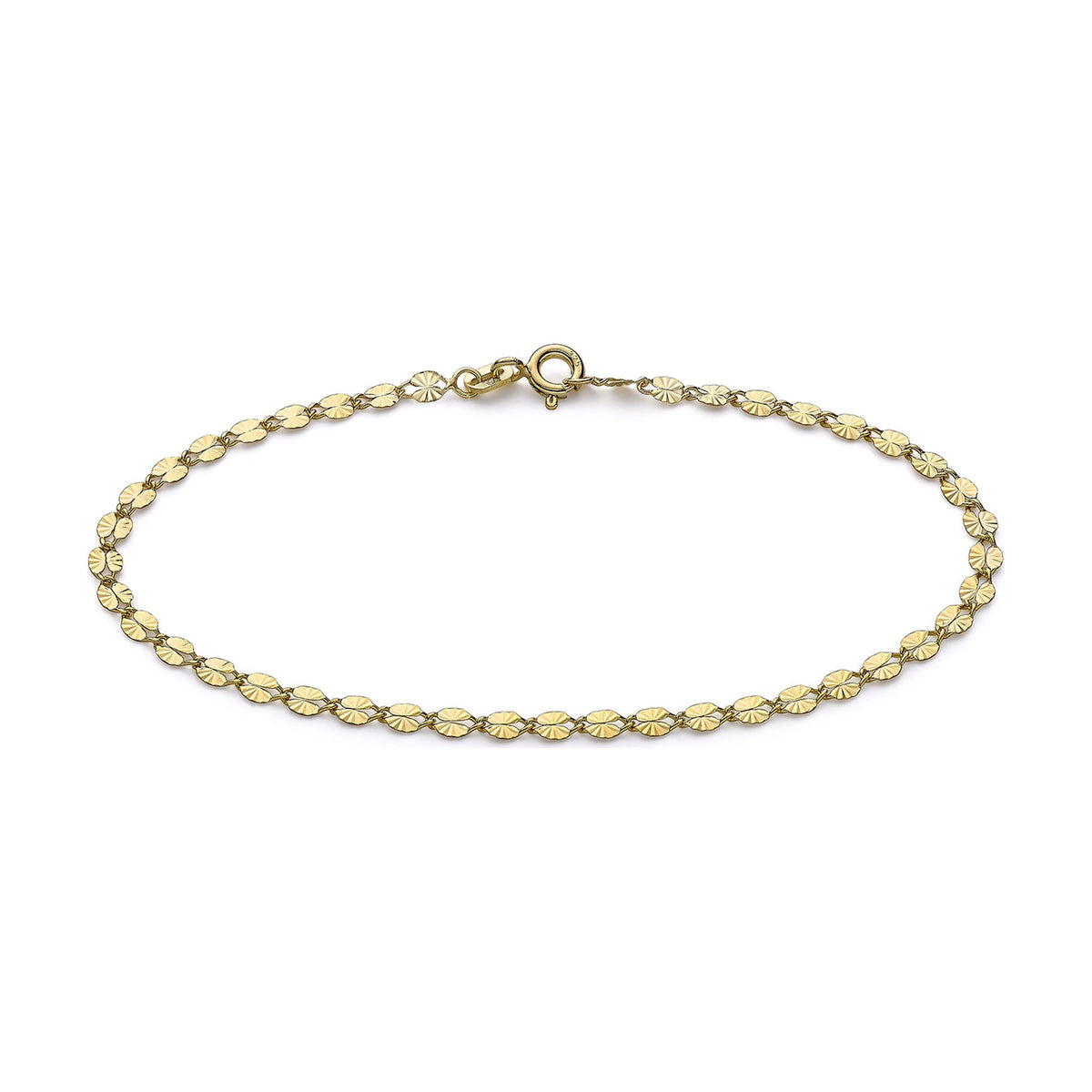 9ct Yellow Gold Diamond Cut Forzatina Bracelet — 3mm