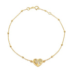 9ct Yellow Gold Diamond Cut Heart and Bead Bracelet