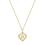 9ct Yellow Gold Diamond Cut Heart Initial A Pendant