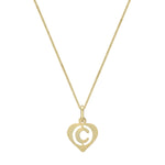 9ct Yellow Gold Diamond Cut Heart Initial C Pendant