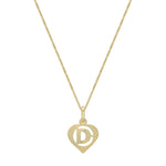 9ct Yellow Gold Diamond Cut Heart Initial D Pendant