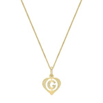 9ct Yellow Gold Diamond Cut Heart Initial G Pendant