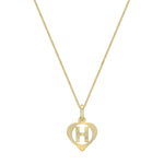 9ct Yellow Gold Diamond Cut Heart Initial H Pendant