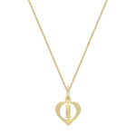 9ct Yellow Gold Diamond Cut Heart Initial I Pendant