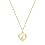 9ct Yellow Gold Diamond Cut Heart Initial J Pendant