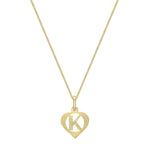 9ct Yellow Gold Diamond Cut Heart Initial K Pendant