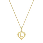 9ct Yellow Gold Diamond Cut Heart Initial L Pendant