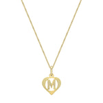 9ct Yellow Gold Diamond Cut Heart Initial M Pendant