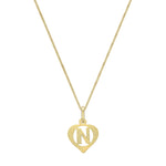 9ct Yellow Gold Diamond Cut Heart Initial N Pendant