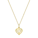 9ct Yellow Gold Diamond Cut Heart Initial O Pendant
