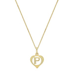 9ct Yellow Gold Diamond Cut Heart Initial P Pendant