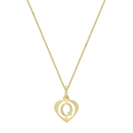 9ct Yellow Gold Diamond Cut Heart Initial Q Pendant