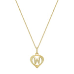 9ct Yellow Gold Diamond Cut Heart Initial W Pendant
