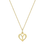 9ct Yellow Gold Diamond Cut Heart Initial Y Pendant