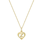 9ct Yellow Gold Diamond Cut Heart Initial Z Pendant