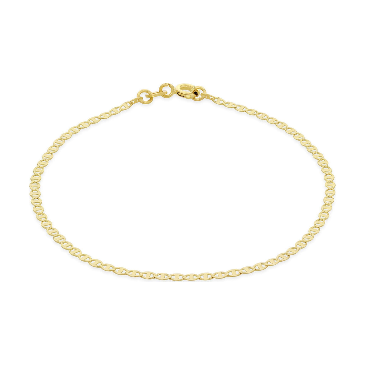9ct Yellow Gold Diamond Cut Mini Mariner Link Bracelet — 2mm