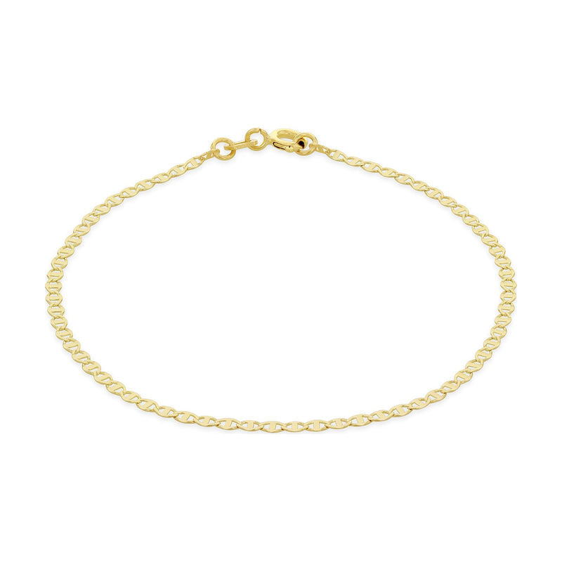 9ct Yellow Gold Diamond Cut Mini Mariner Link Bracelet — 2mm