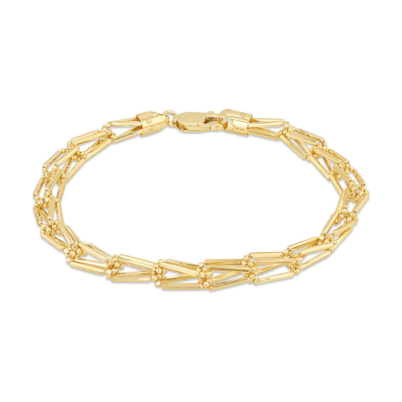 9ct Yellow Gold Diamond Cut Multi-Strand Basket Weave Bracelet