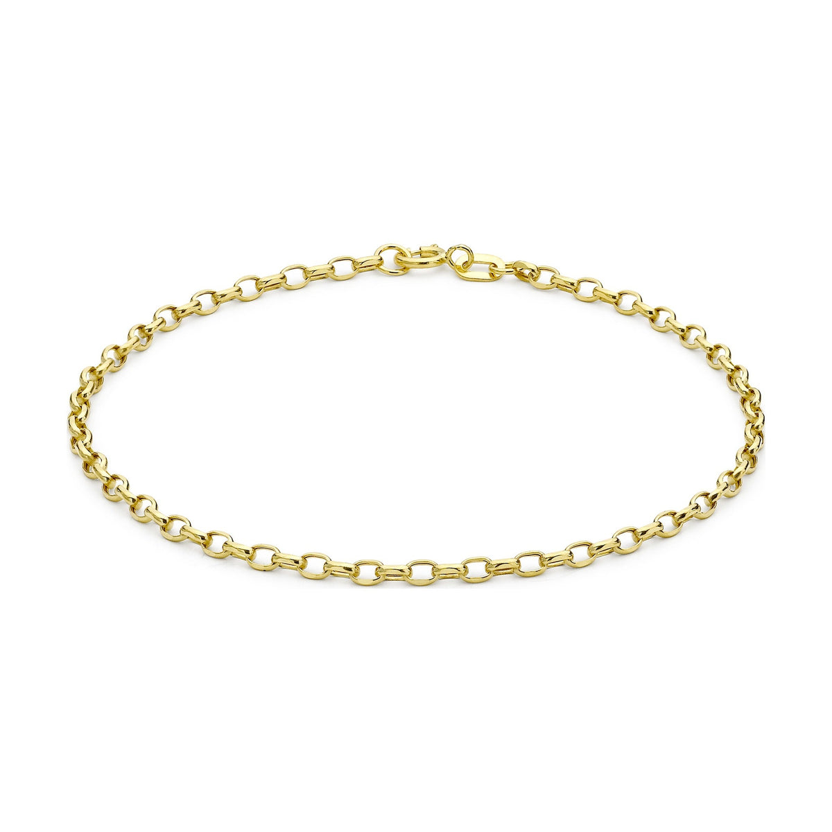 9ct Yellow Gold Diamond Cut Oval Belcher Bracelet — 2mm