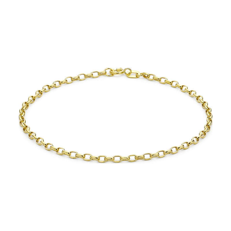 9ct Yellow Gold Diamond Cut Oval Belcher Bracelet — 2mm