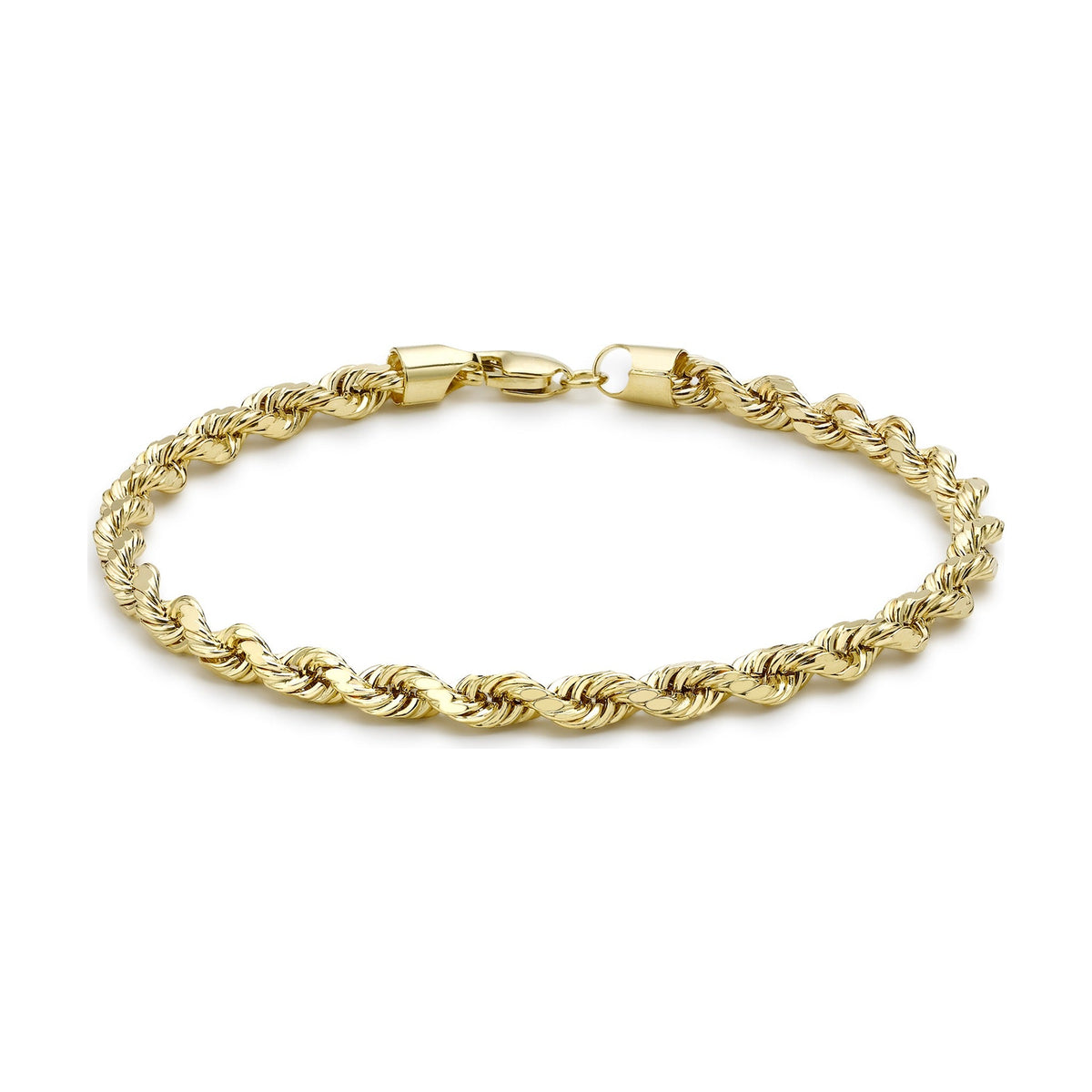 9ct Yellow Gold Diamond Cut Rope Bracelet — 4mm