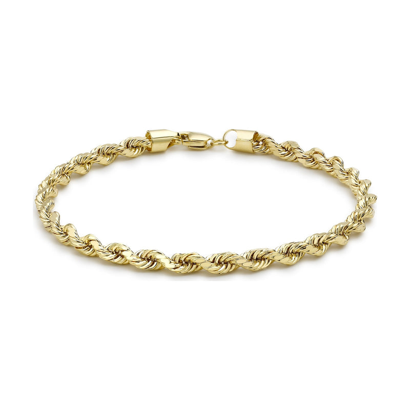 9ct Yellow Gold Diamond Cut Rope Bracelet — 4mm