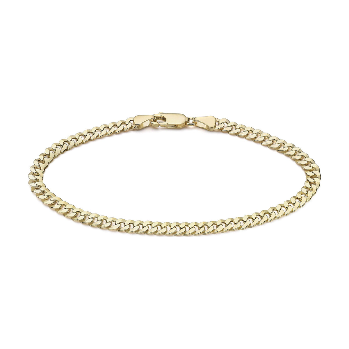 9ct Yellow Gold Diamond Cut Round Curb Bracelet — 4.5mm