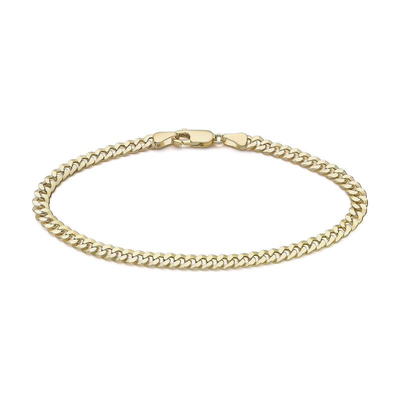 9ct Yellow Gold Diamond Cut Round Curb Bracelet — 4.5mm