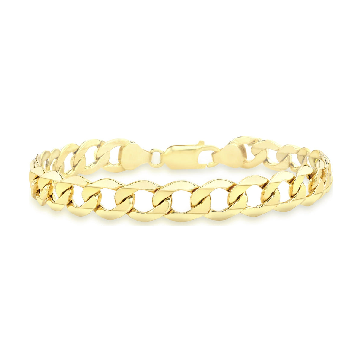 9ct Yellow Gold Diamond Cut Six Sided Curb Bracelet — 7.7mm