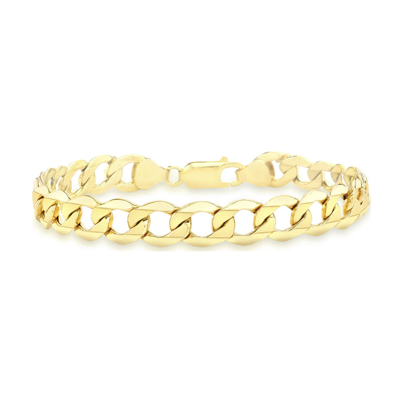 9ct Yellow Gold Diamond Cut Six Sided Curb Bracelet — 7.7mm