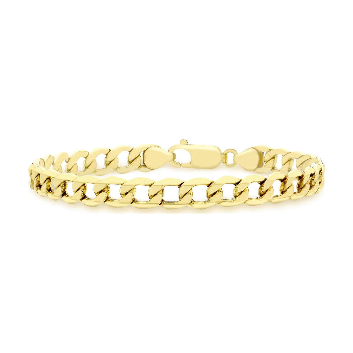 9ct Yellow Gold Diamond Cut Six Sided Curb Bracelet — 9.6mm