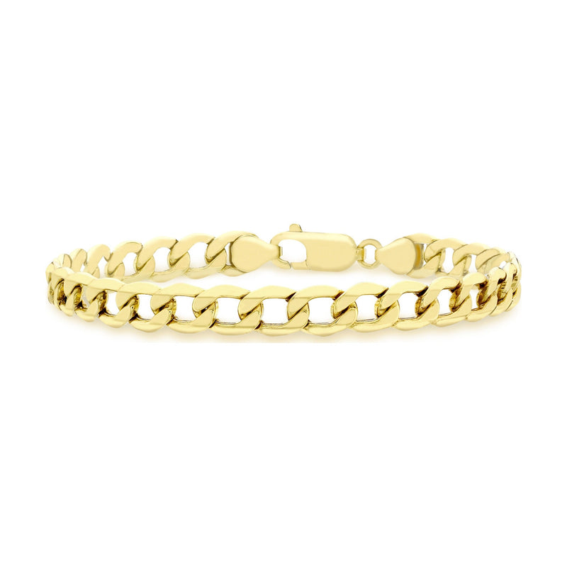9ct Yellow Gold Diamond Cut Six Sided Curb Bracelet — 9.6mm