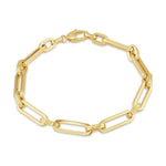 9ct Yellow Gold Diamond Cut Square Long Link Bracelet — 5.5mm