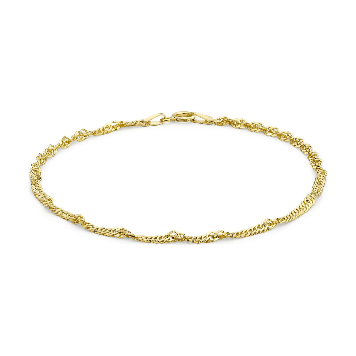 9ct Yellow Gold Diamond Cut Twist Curb Bracelet