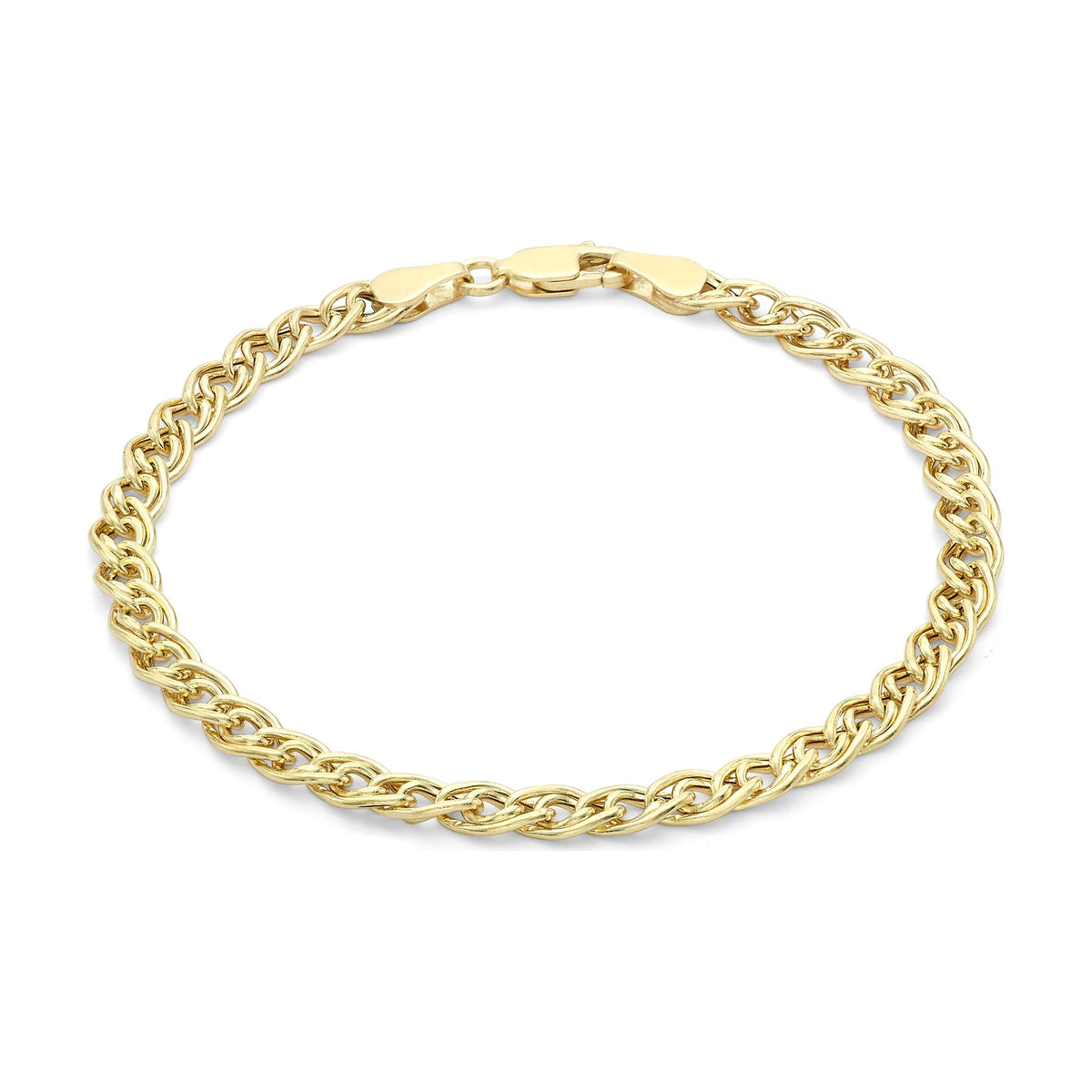 9ct Yellow Gold Double Curb Bracelet — 4mm