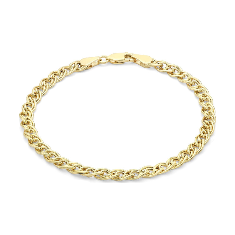 9ct Yellow Gold Double Curb Bracelet — 4mm