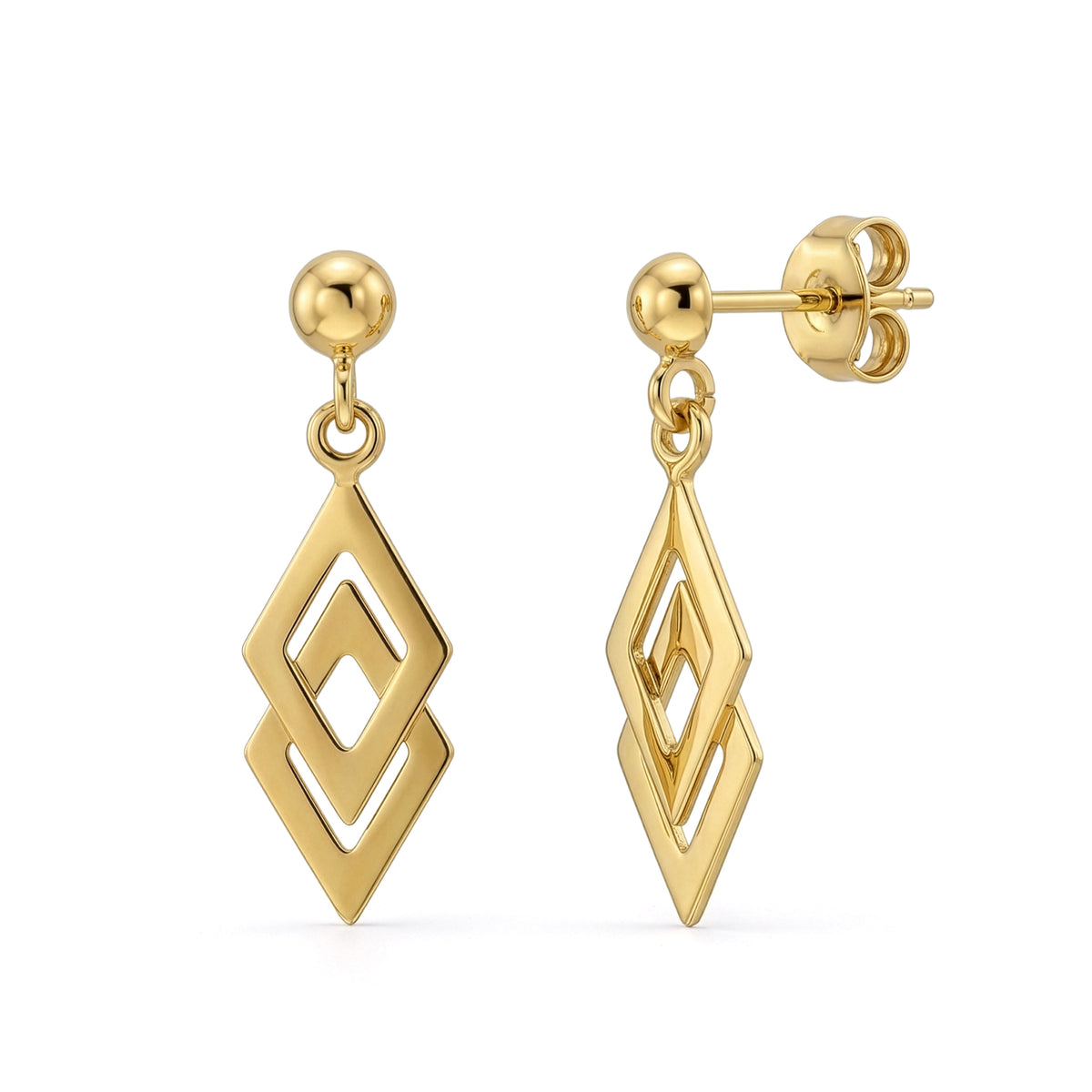 9ct Gold Double Kite Drop Earrings