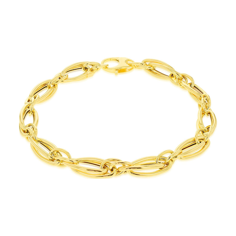 9ct Yellow Gold Double Oval Twisted Link Bracelet