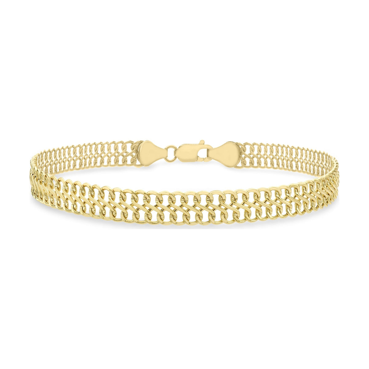 9ct Yellow Gold Double Row Curb Bracelet — 6.5mm