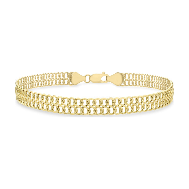 9ct Yellow Gold Double Row Curb Bracelet — 6.5mm
