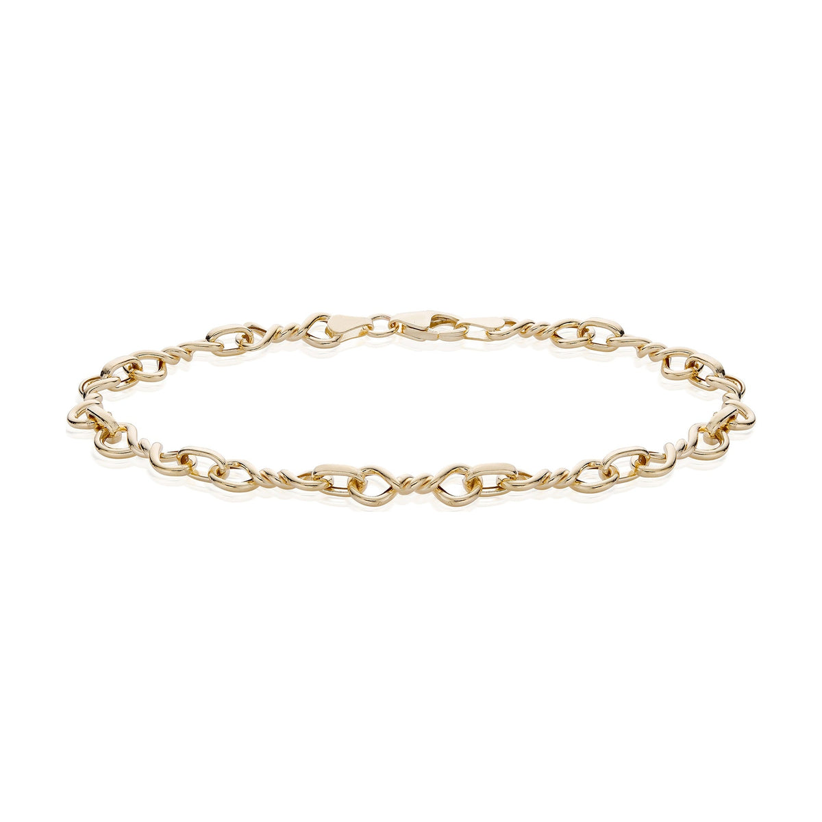 9ct Yellow Gold Double Twist Fancy Link Bracelet