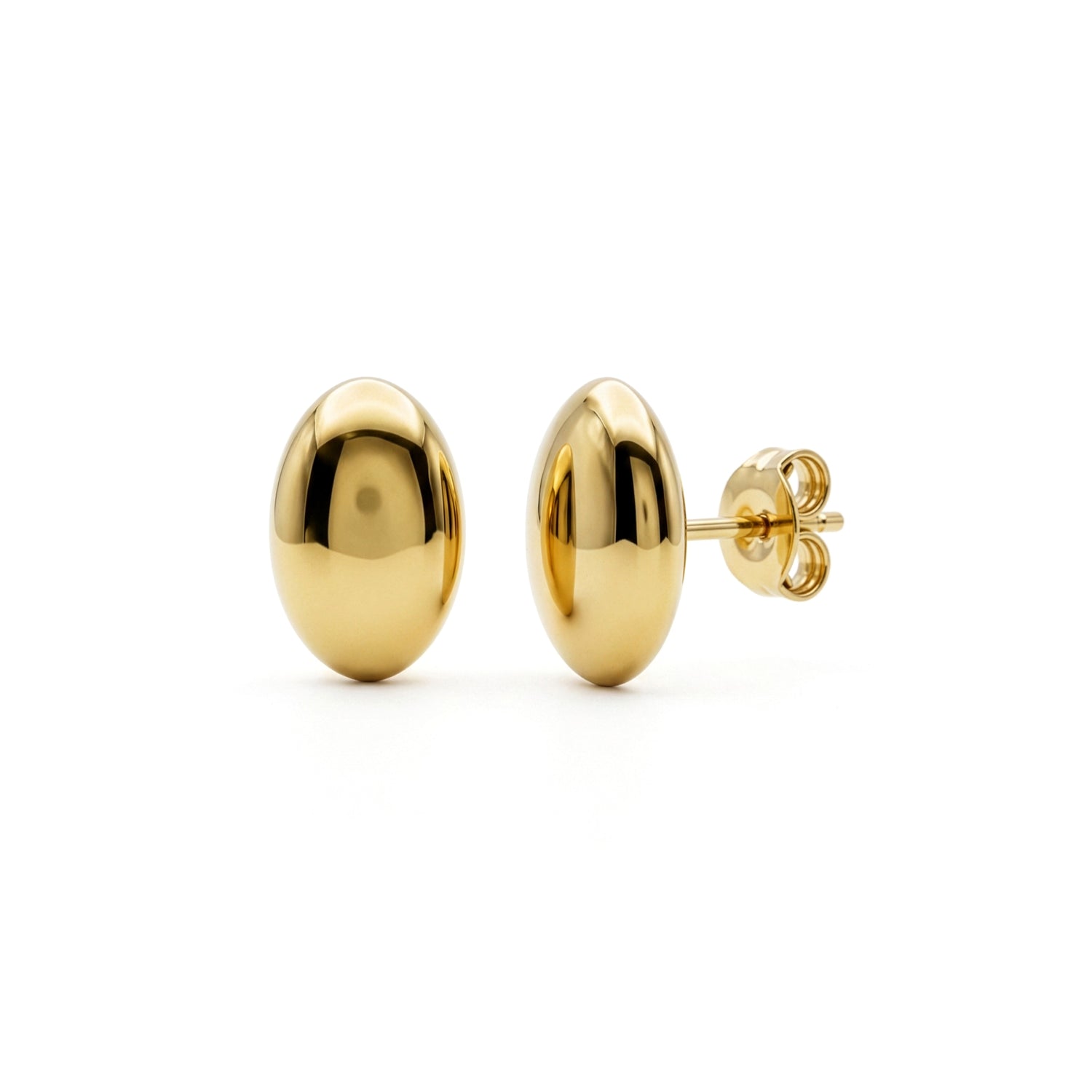 9ct Yellow Gold Elongated Double Dome Stud Earrings
