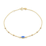 9ct Yellow Gold Evil Eye and Diamond Cut Bead Bracelet