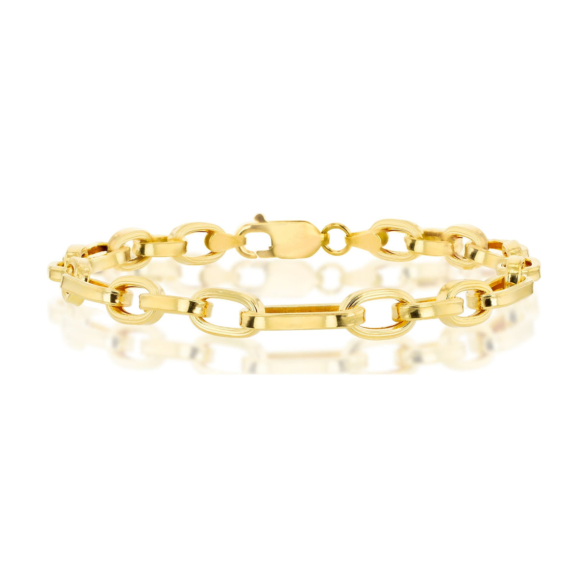 9ct Yellow Gold Fancy Oval and Bar Link Bracelet