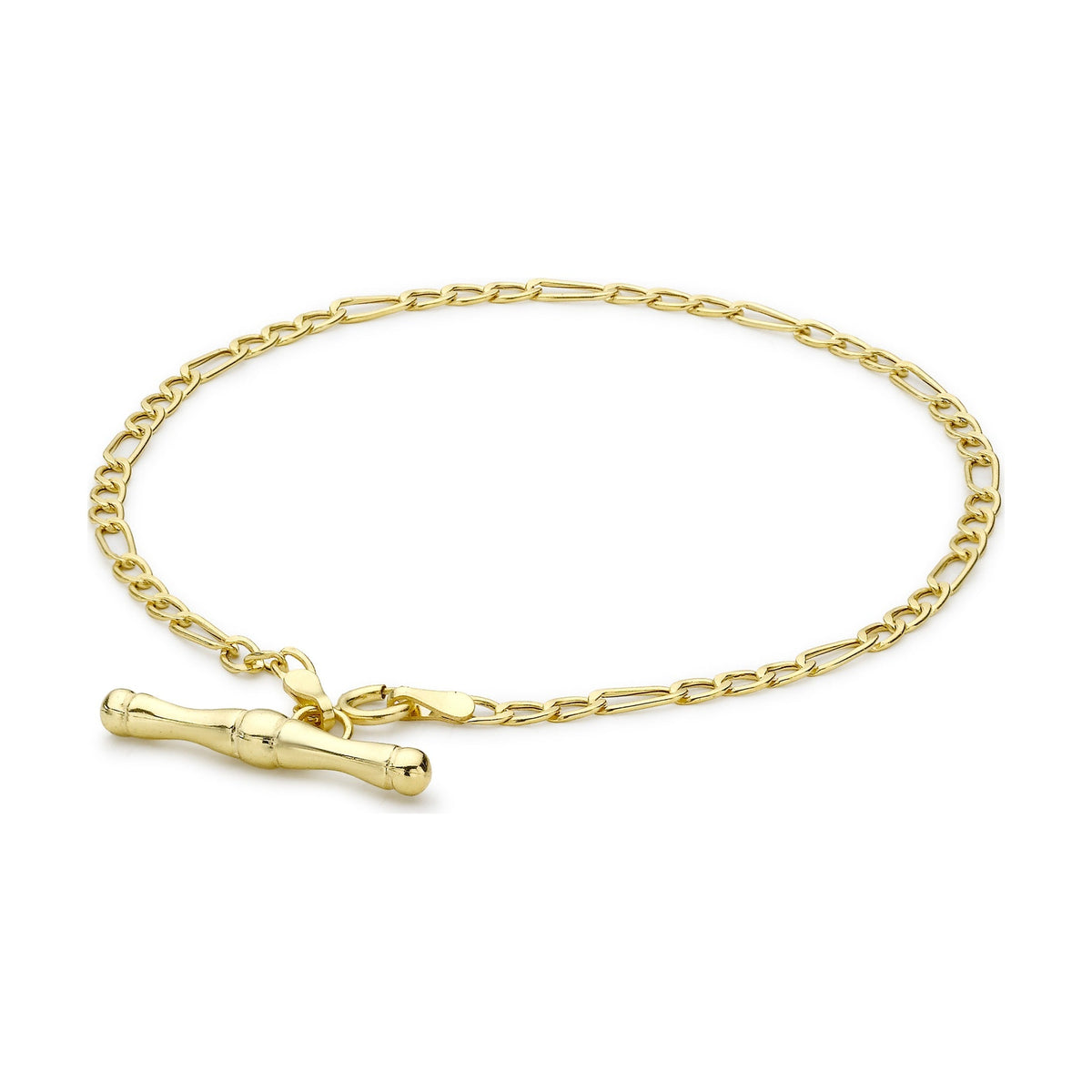 9ct Yellow Gold Figaro Albert T-Bar Bracelet — 2.3mm
