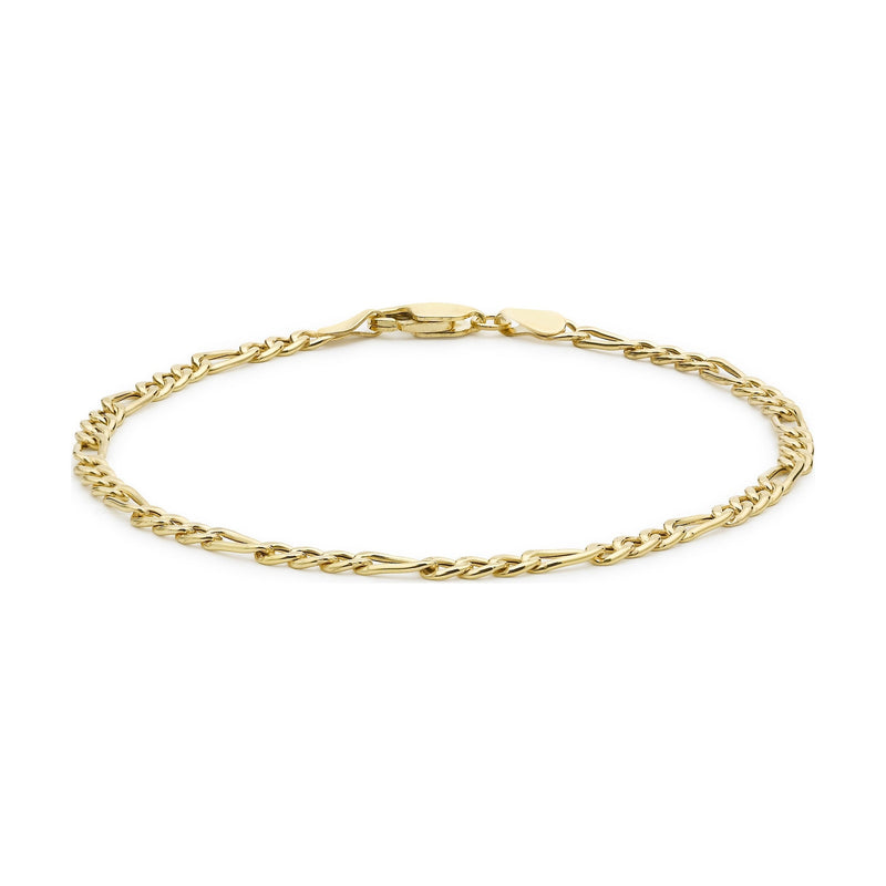 9ct Yellow Gold Figaro Bracelet — 3mm